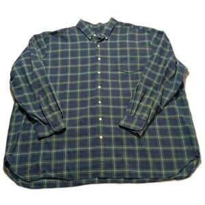 Ralph Lauren Shirt Mens 3XB Green Blue Plaid Button Down Long Sleeve Big Tall